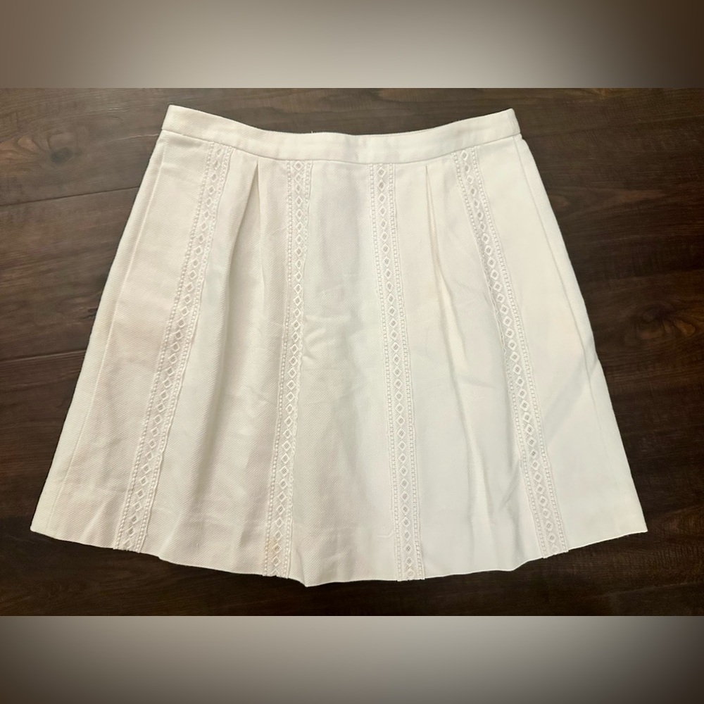 J. Crew White Mini Skirt with Lace Detail